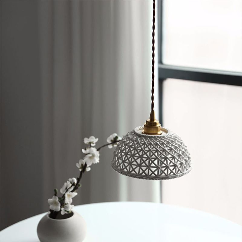 Hailie Retro Nordic Pendant Light Metal Ceramic Bar Bedroom