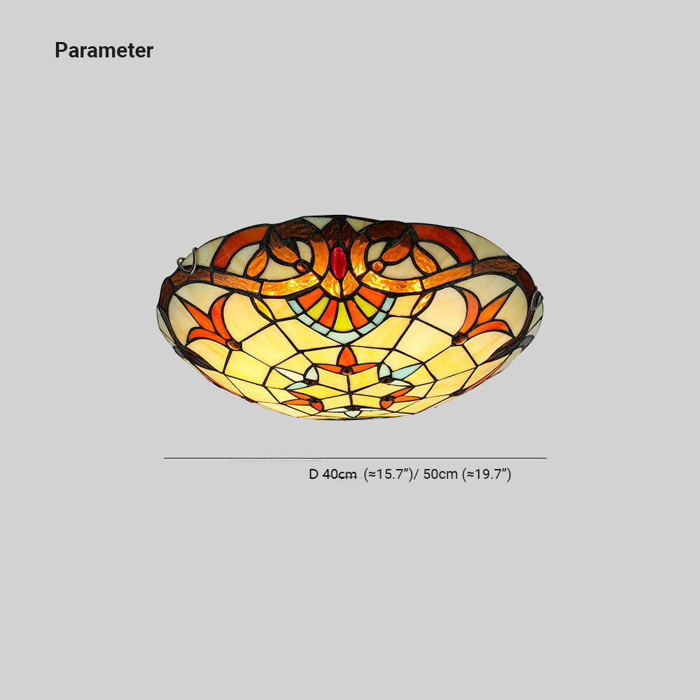 Eryn Baroque Round Flush Mount Ceiling Light Glass Bedroom
