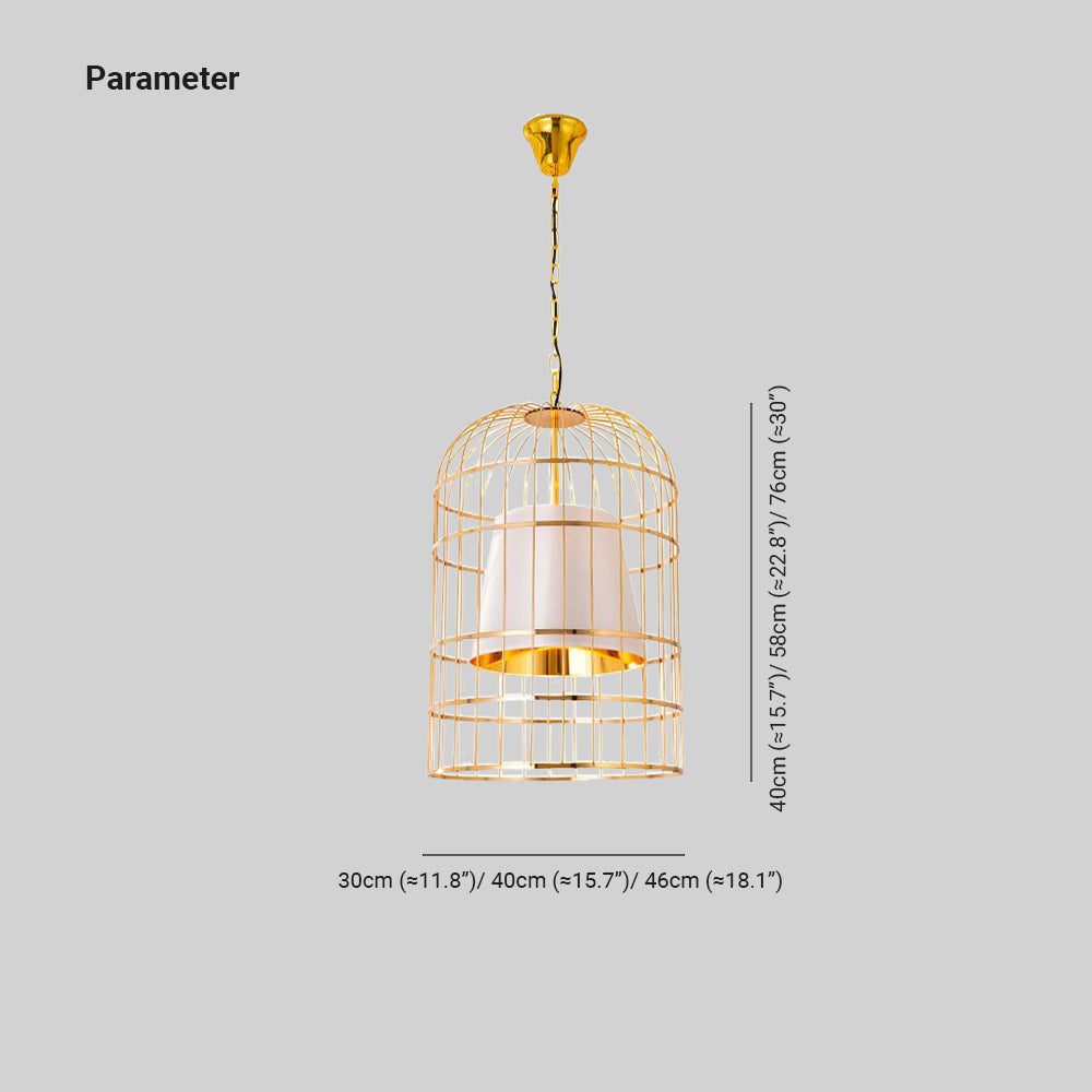 Alessio Gold Bird Cage Pendant Light dimensions