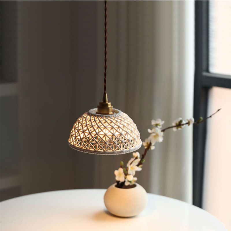 Hailie Retro Nordic Pendant Light Metal Ceramic Bar Bedroom