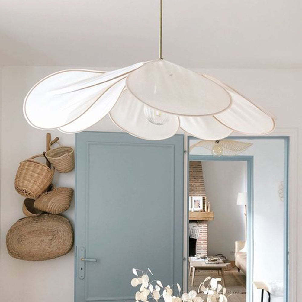 Vintage Rustic Wabi Sabi Pendant Light Fabric White/Brown | Las Sola