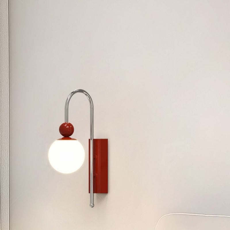 Morandi Modern LED Indoor Wall Lamp Red/Coffee Metal/Glass Bedroom