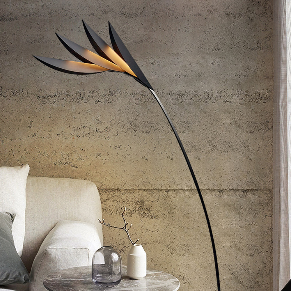 Modern leaf floor lamp in living room