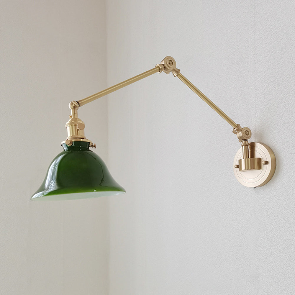 Brady Vintage Foldable Metal Wall Lamp, Green/White