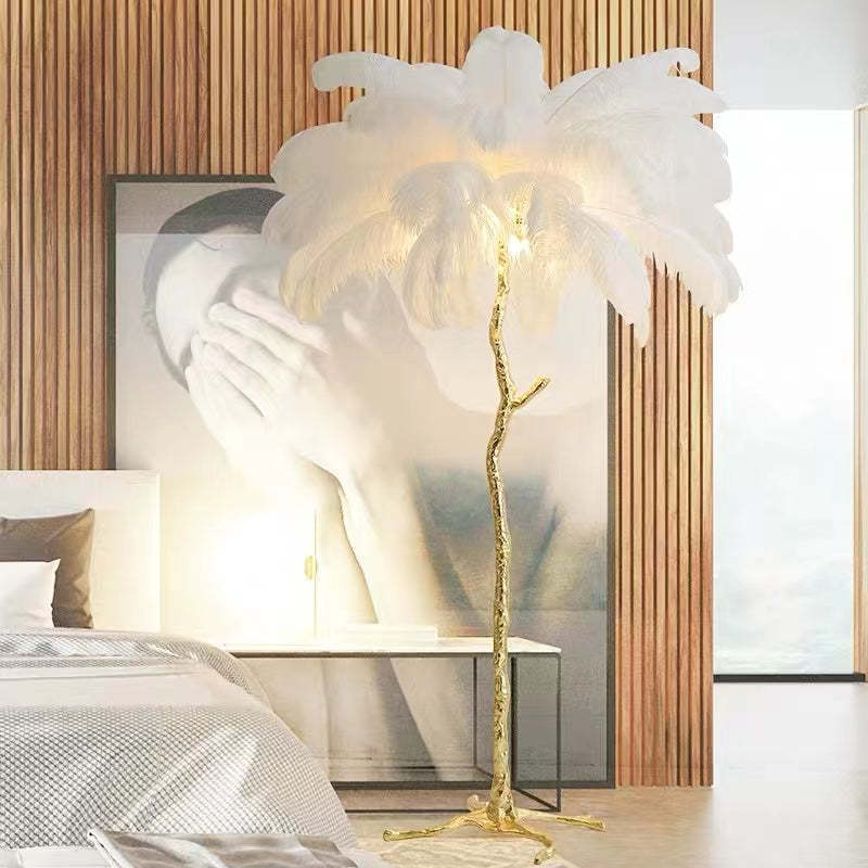 O'Moore Nordic Luxury Unique Ostrich Feather Floor Lamp/Table Lamp