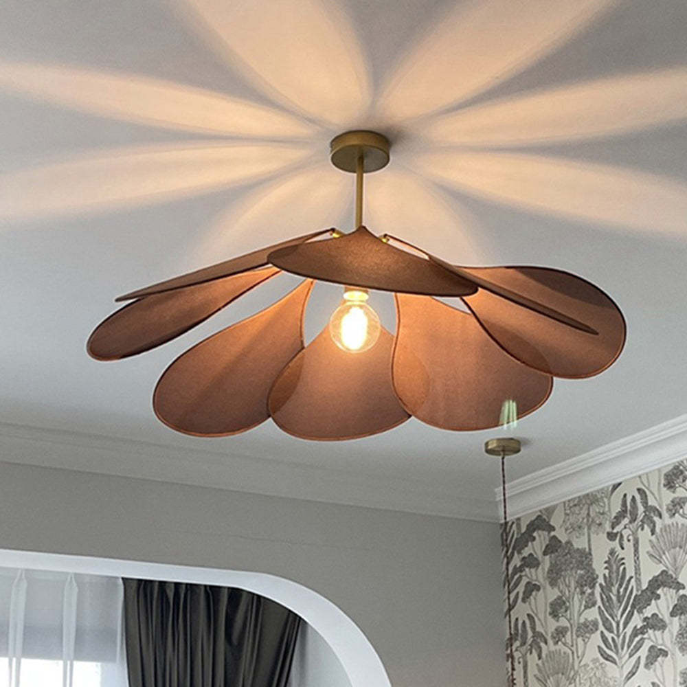 Renée Pendant Light Vintage Rustic Wabi Sabi, Fabric, White/Brown