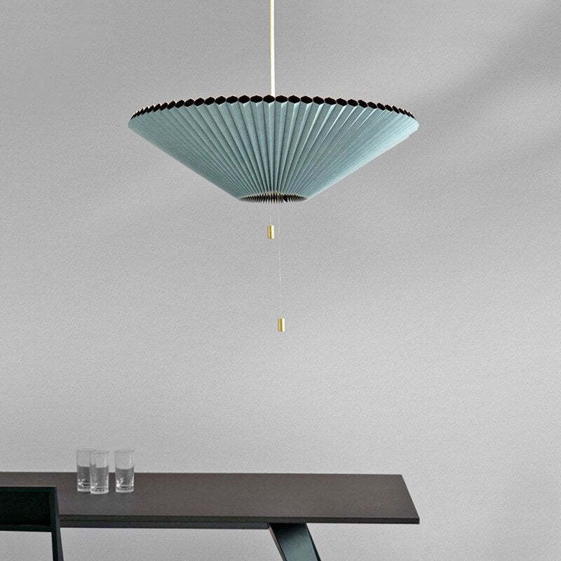 Blue pleated pendant light from Las Sola Morandi Modern Adjustable Pleated Pendant Light