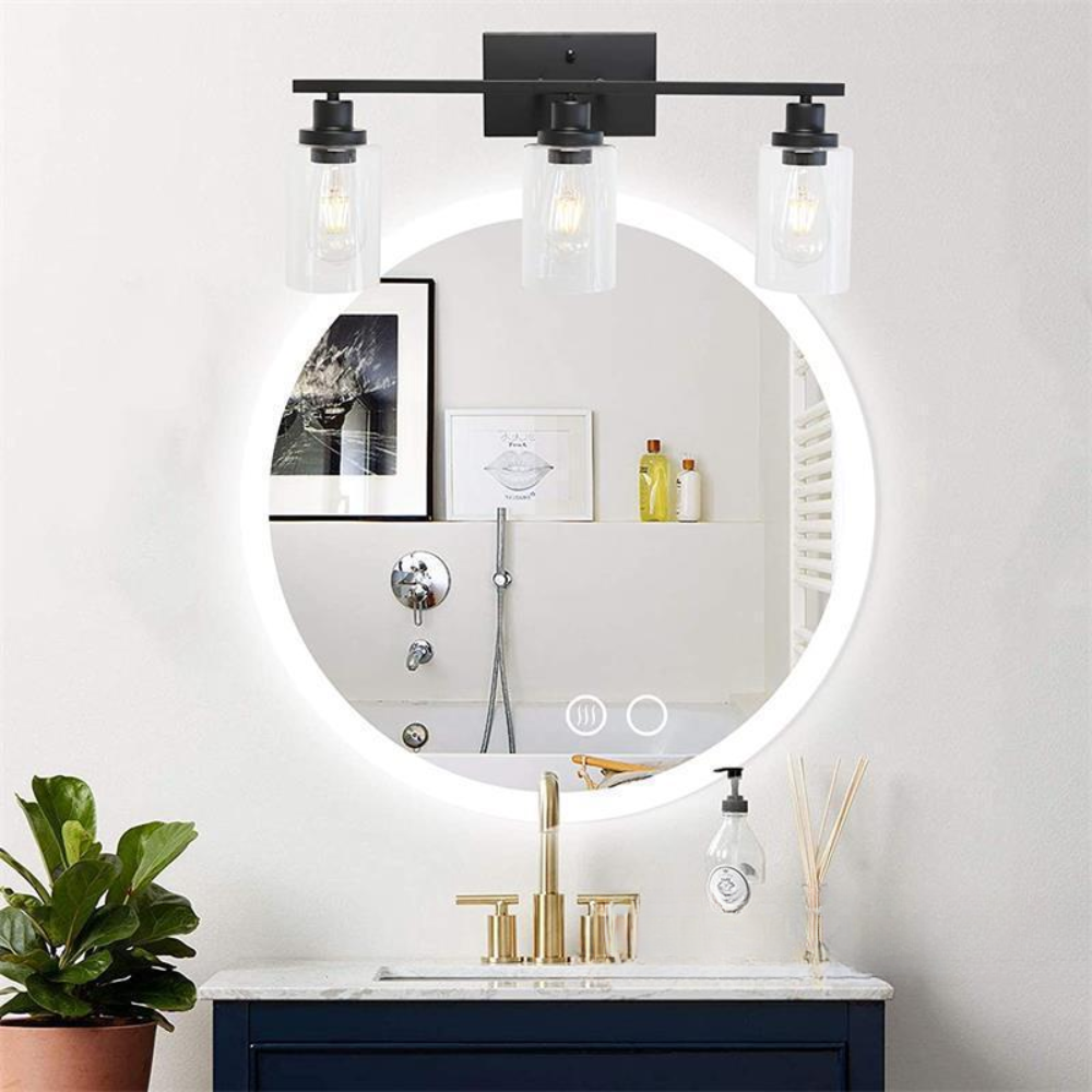 Alessio Industrial Metal/Glass Wall Lamp, Black, Bathroom, Vanity