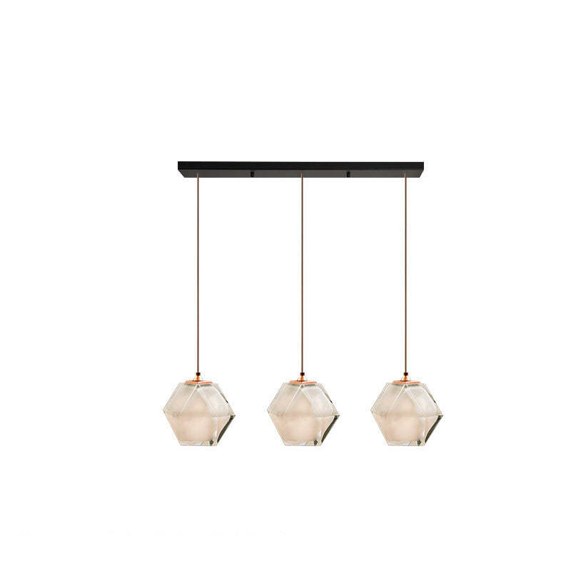 Hailie Polyhedron LED Pendant Light Metal Glass Kitchen Island