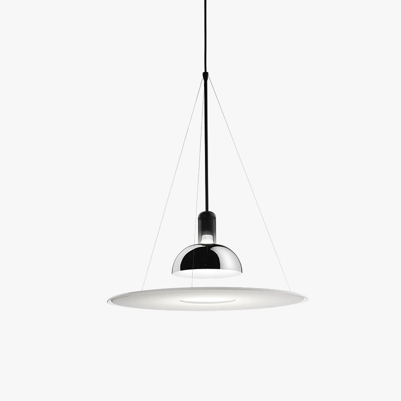 Levi Modern Minimalist Nordic Bell Metal/Acrylic Pendant Light, Chrome/Black