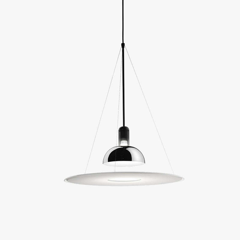 Levi Modern Minimalist Nordic Bell Metal/Acrylic Pendant Light, Chrome/Black