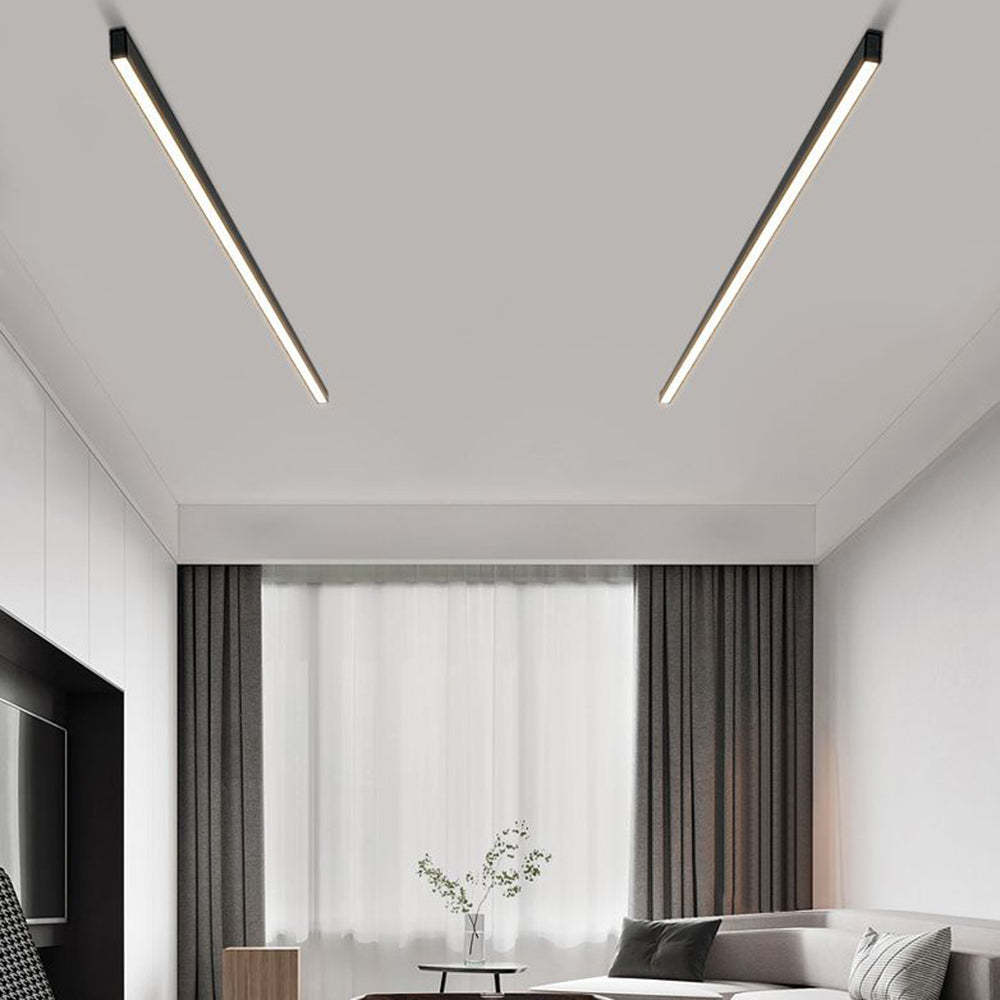 Edge Modern LED Linear Black Metal Flush Mount Ceiling Light