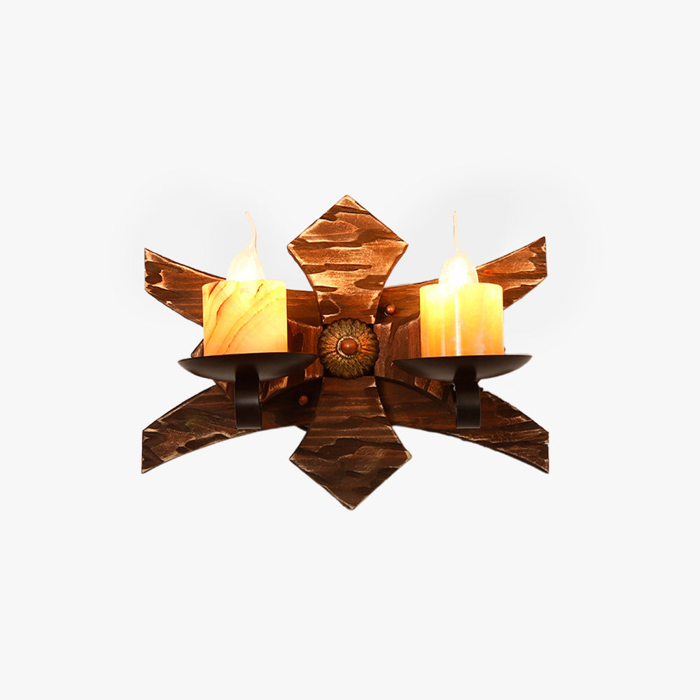 Austin Wall Lamp Decorative Vintage Candle Double Light Wooden