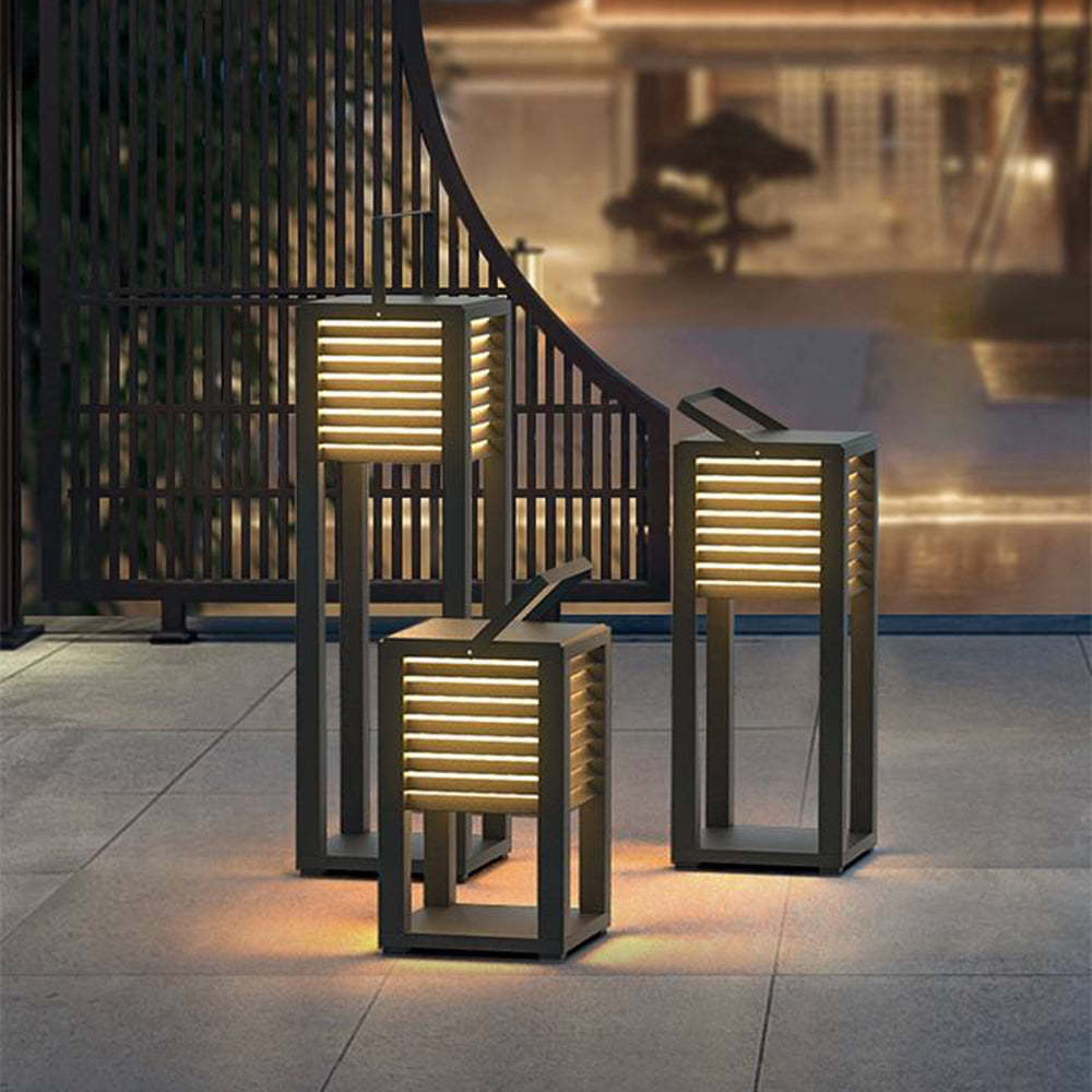 Orr Vintage Cuboid Metal Outdoor Floor Lamp, Black
