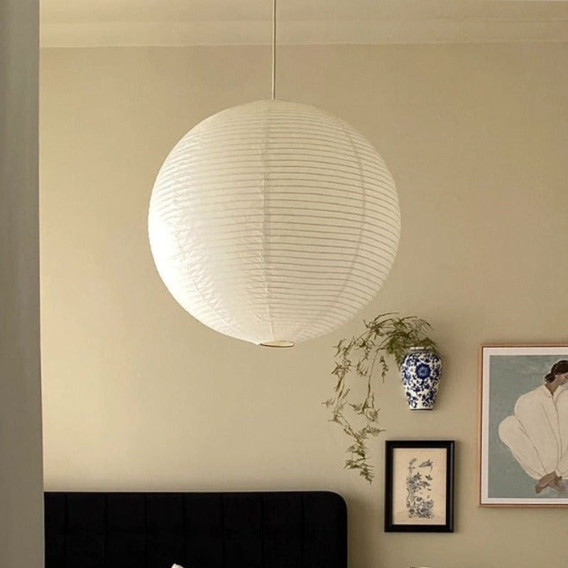 Ritta Japanese Spherical Paper Metal Pendant Light Bedroom