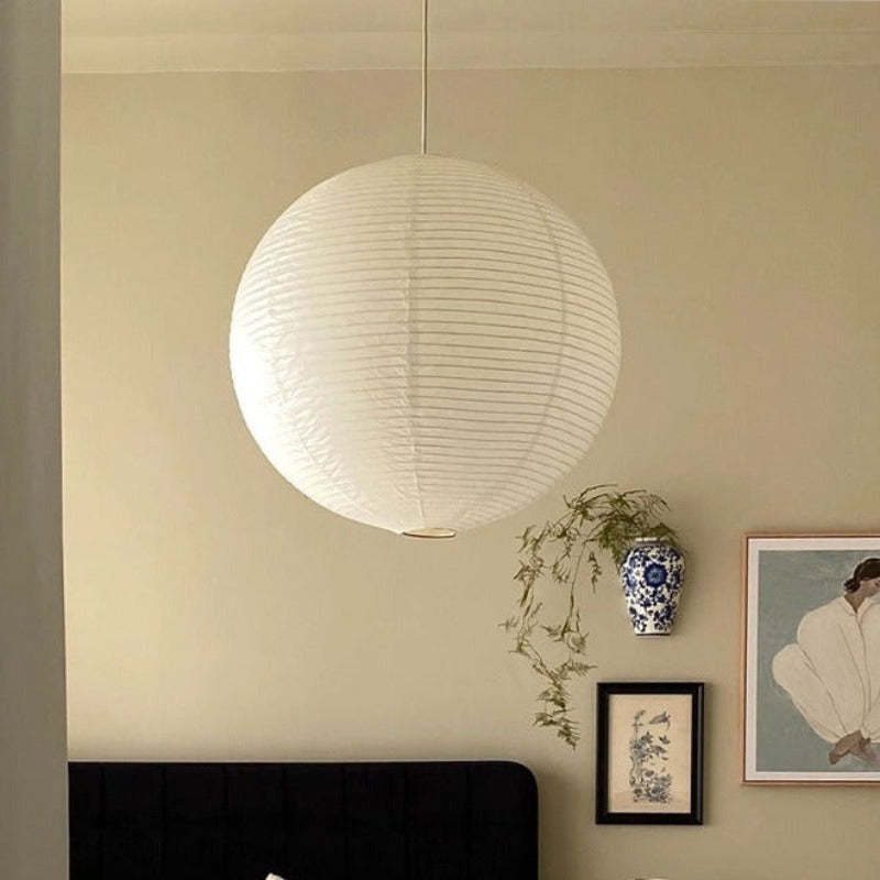 Ritta Japanese Spherical Paper Metal Pendant Light Bedroom