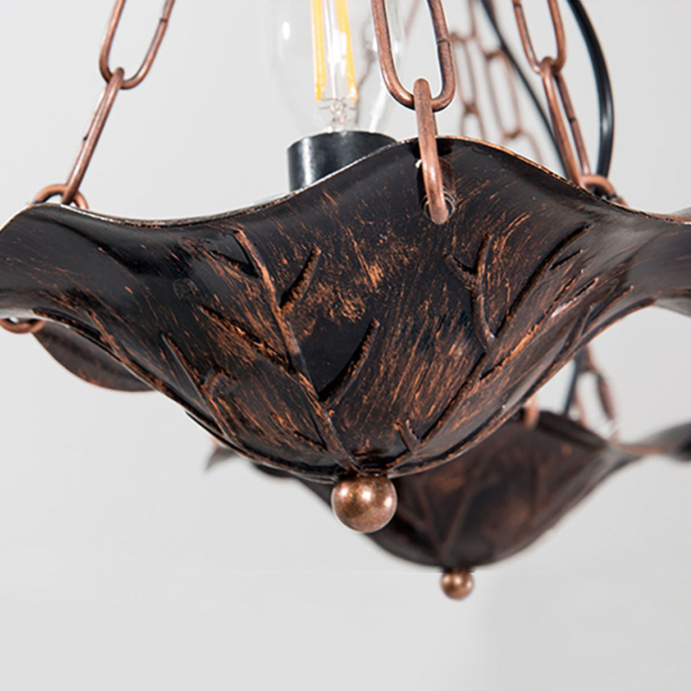 Austin Industrial Pendant Light - Metal Leaf Detail
