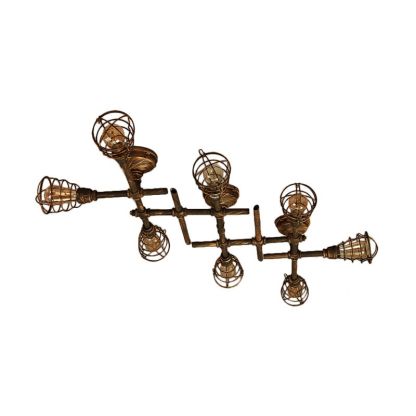 Brass industrial metal flush mount ceiling light fixture