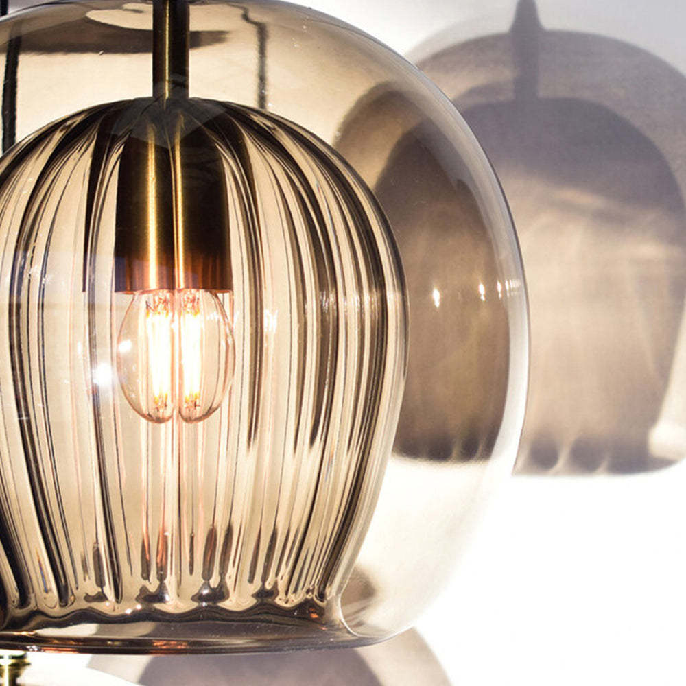 Hailie Nordic Glass Globe Pendant Light, Clear/Amber