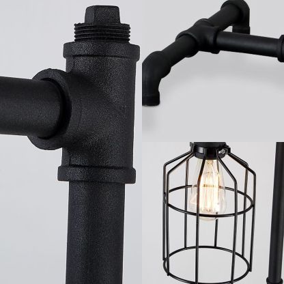 Alessio Retro Bird Cage Metal Floor Lamp, 3 Heads,Black