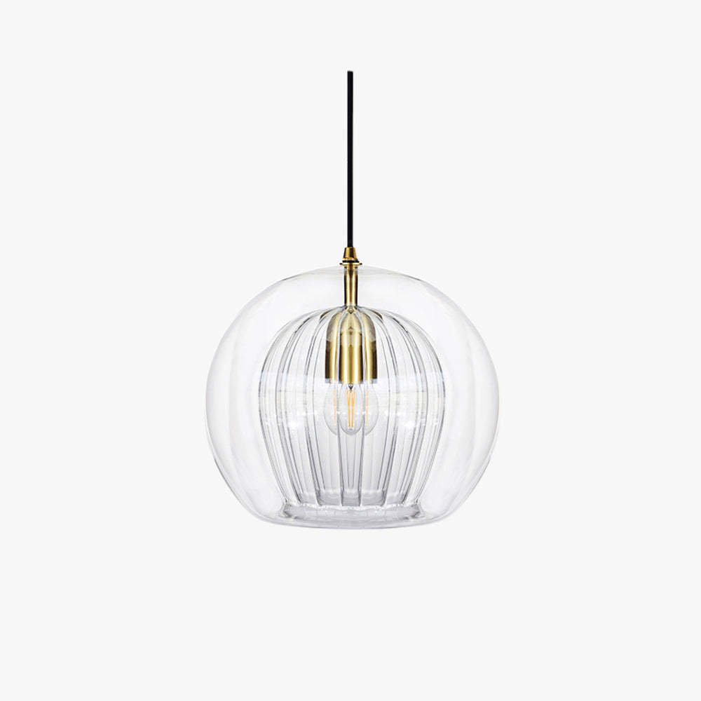 Hailie Nordic Glass Globe Pendant Light, Clear/Amber