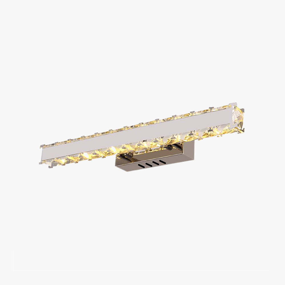 Kristy Modern Rectangular Metal/Crystal Mirror Front Wall Lamp, Gold