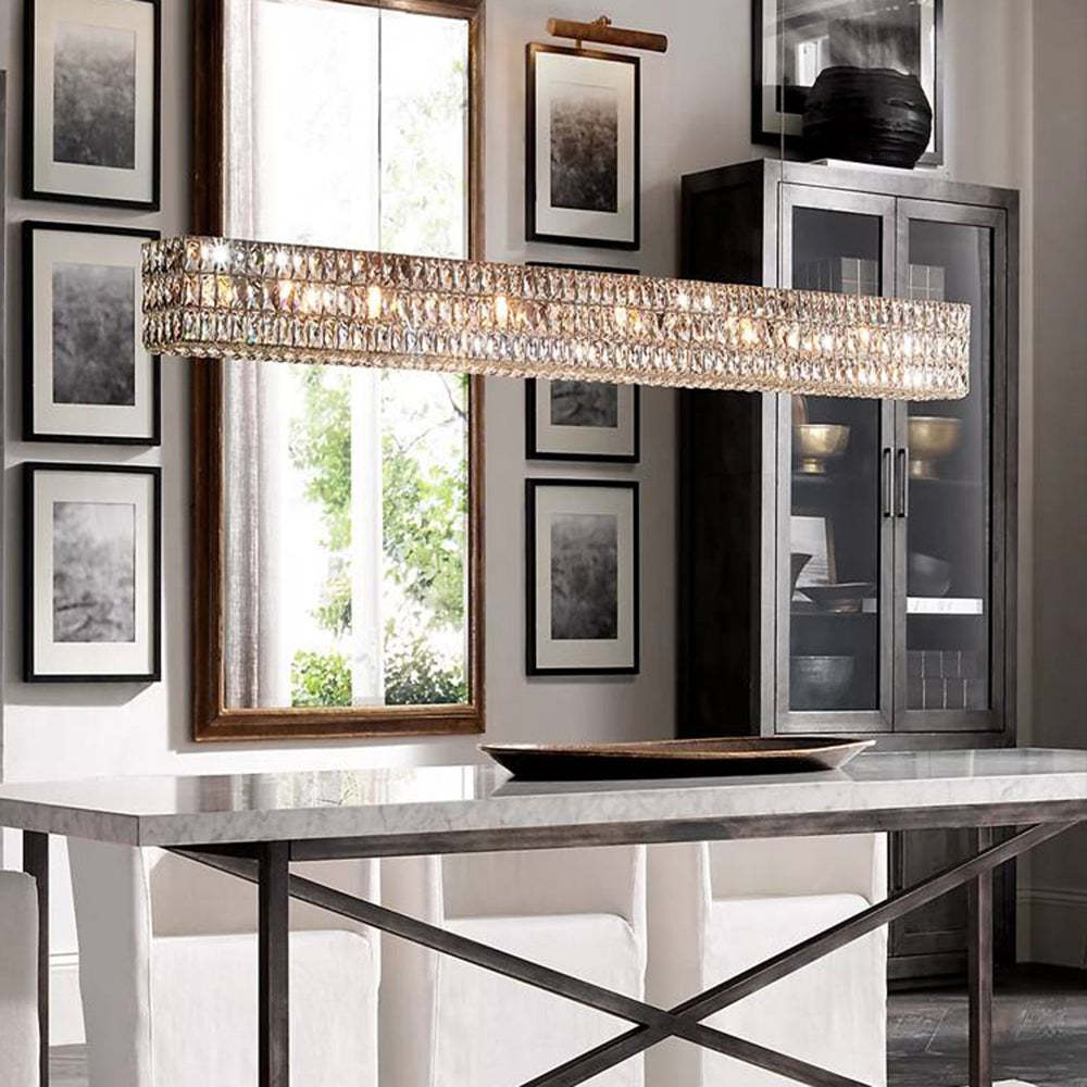 Kristy Rectangular Luxury Crystal Chandelier, 2 Colour