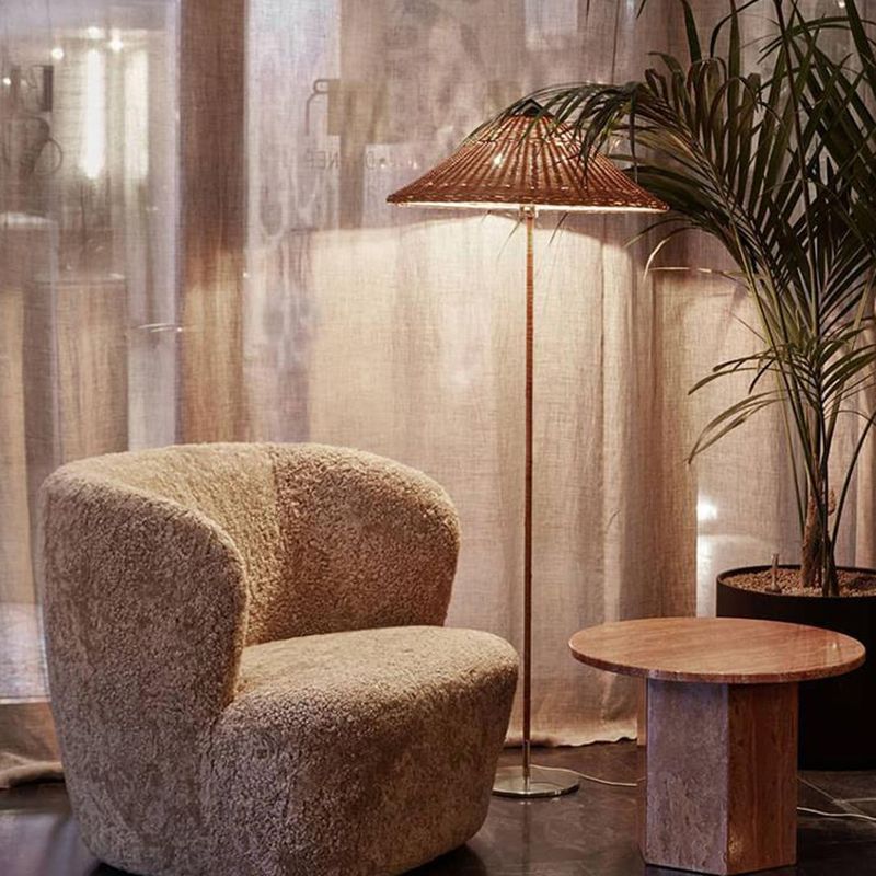 Muto Modern Metal Fabric Rattan Floor Lamp