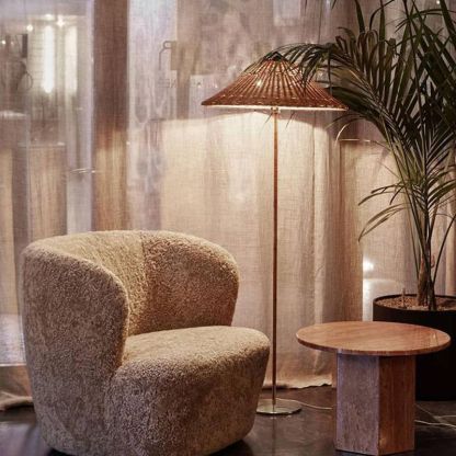 Muto Modern Metal Fabric Rattan Floor Lamp