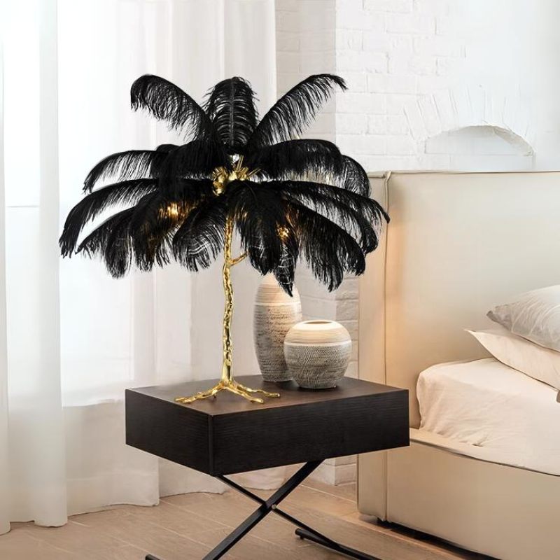 O'Moore Nordic Luxury Unique Ostrich Feather Floor Lamp/Table Lamp