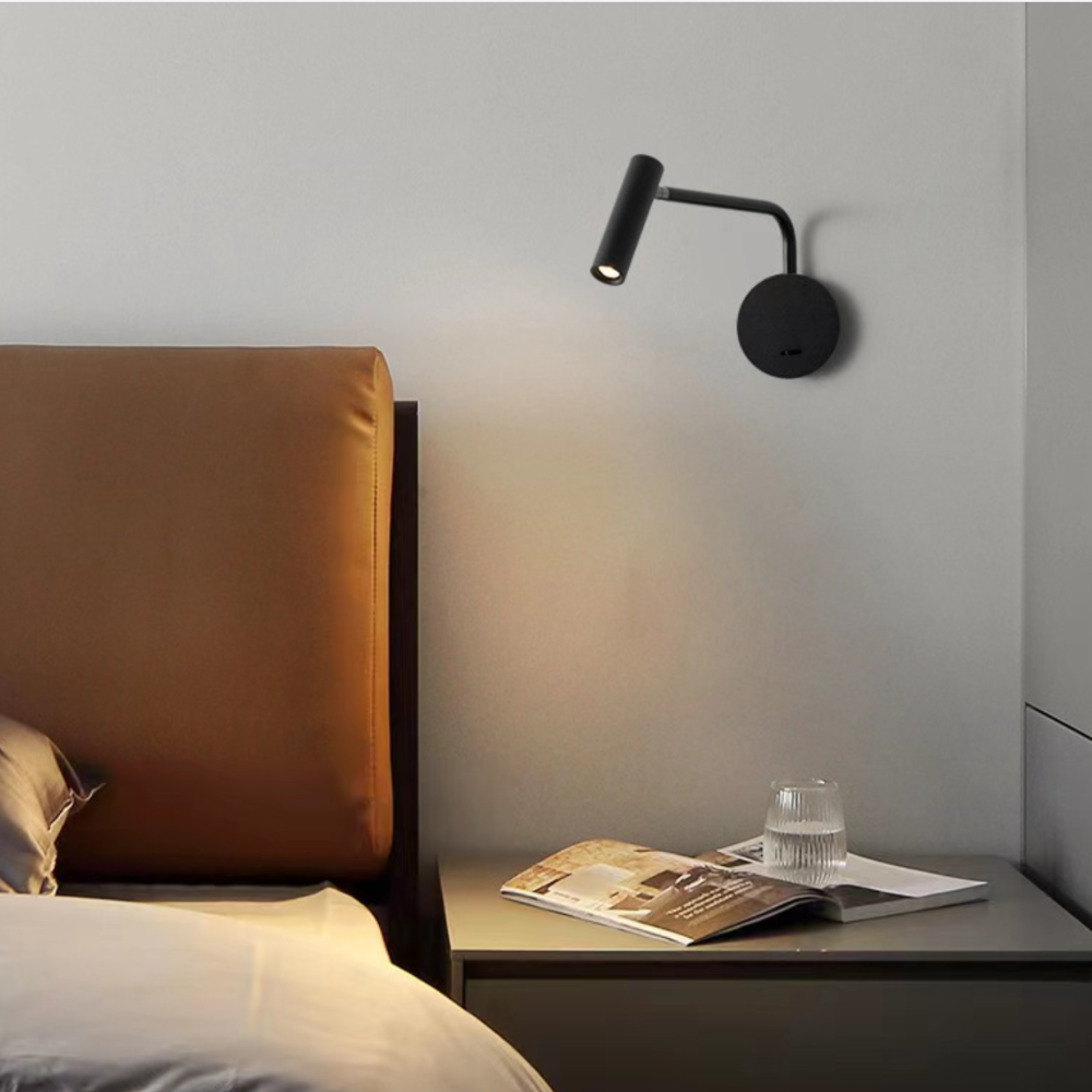 Orr Wall Lamps Swing Arm Modern, LED Spotlight, Black/White/Gold, Corridor