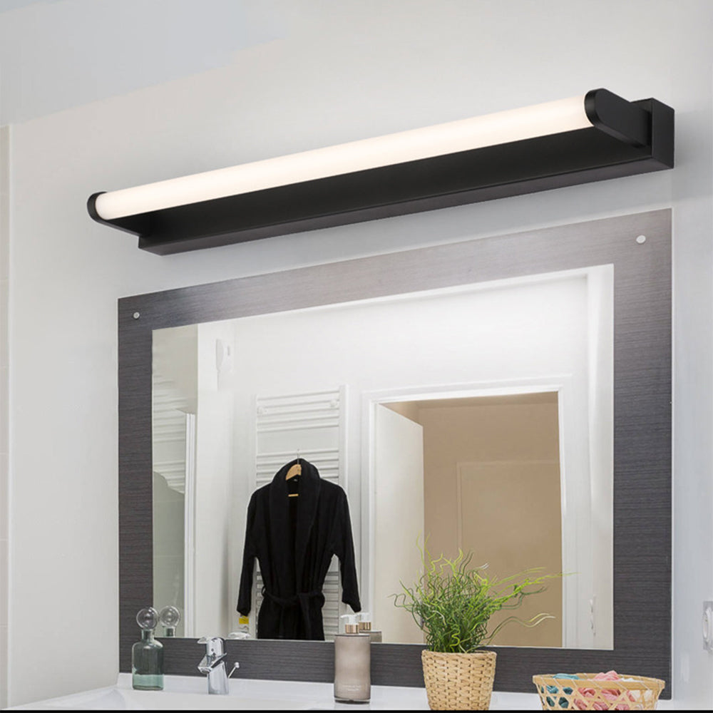 Leigh Minimalist Linear Cylindrical Metal/Acrylic Wall Lamp, Black, Bathroom