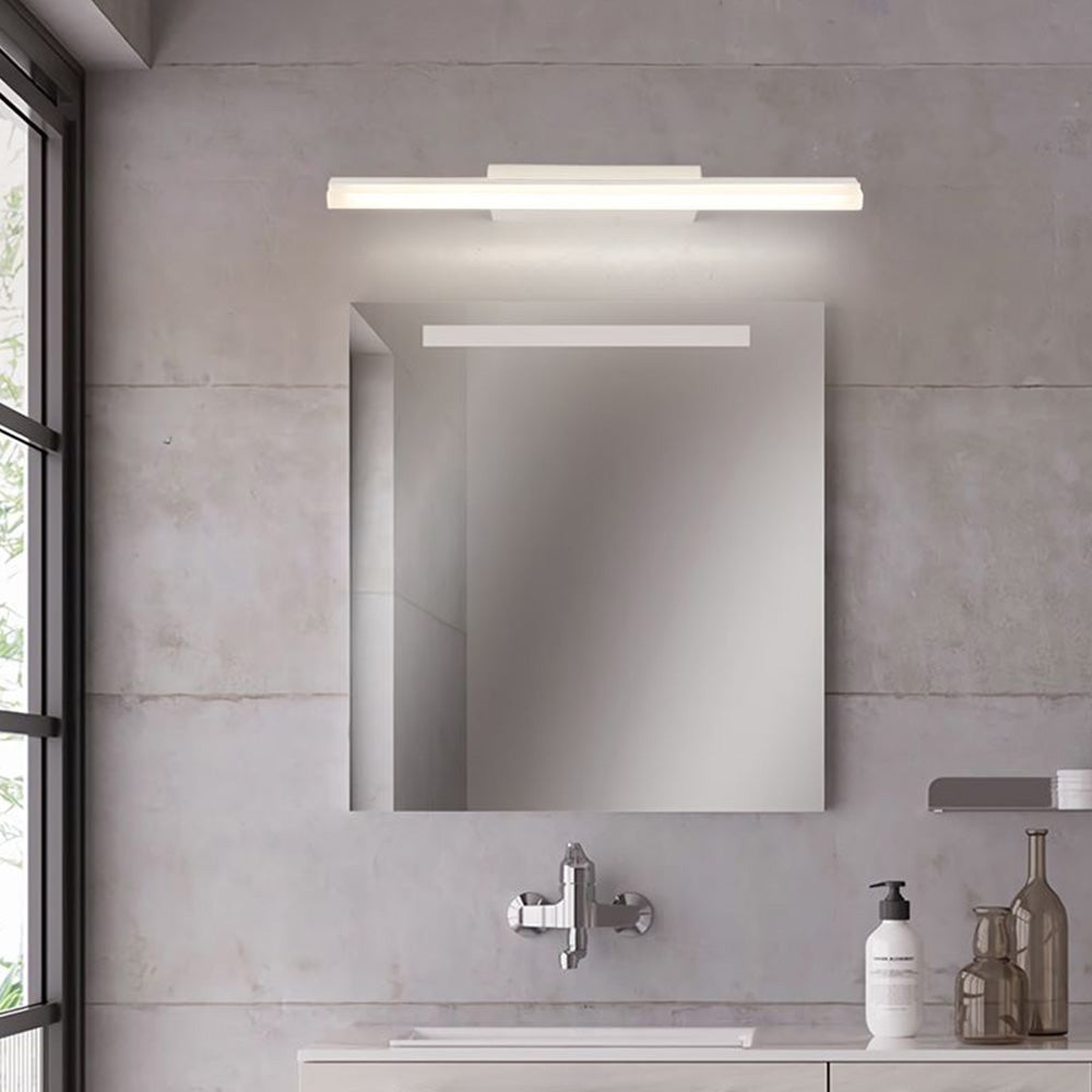 Leigh Minimalist Linear Metal/Acrylic Wall Lamp, White, Bathroom