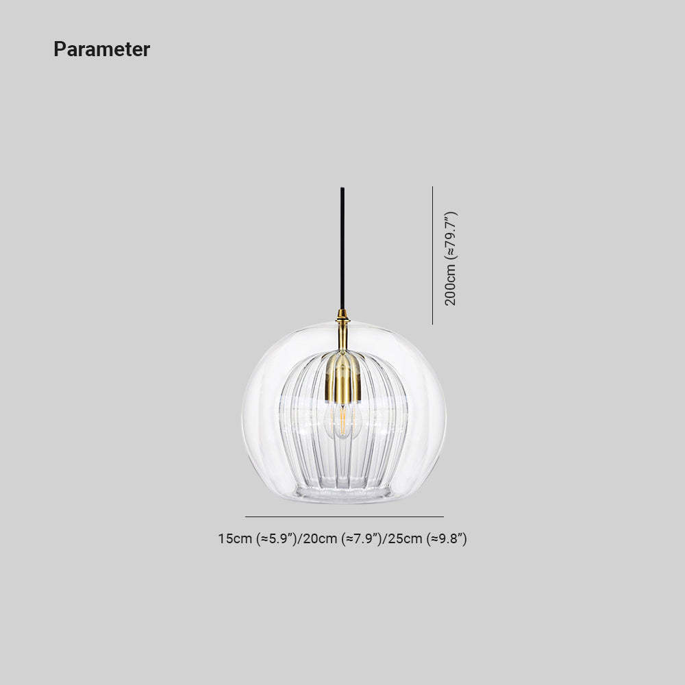 Hailie Nordic Glass Globe Pendant Light, Clear/Amber
