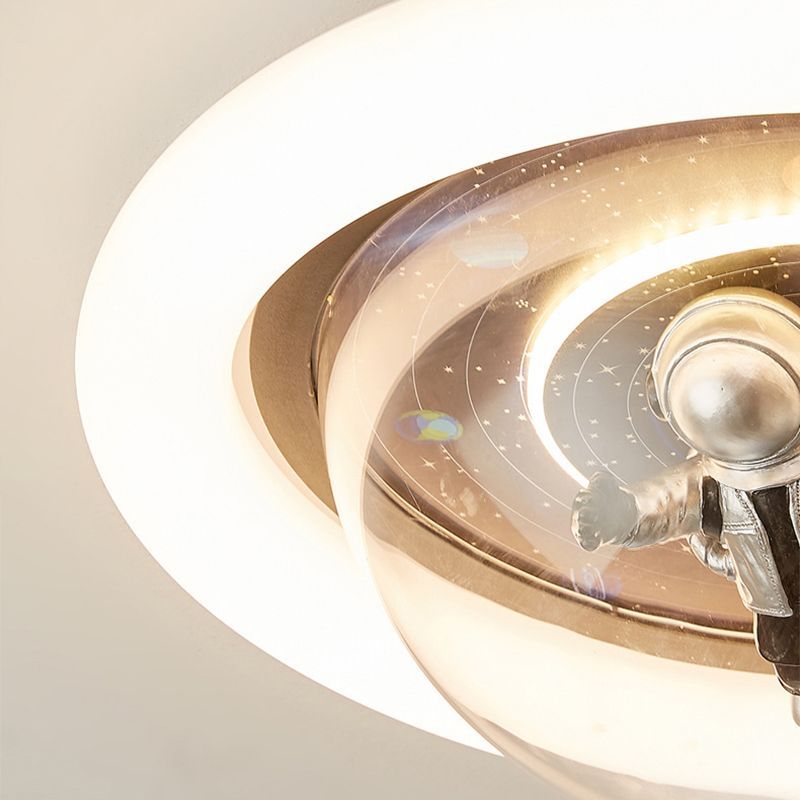 Fateh Cosmic Astronaut & Galaxy Motif Flush Mount Ceiling Light