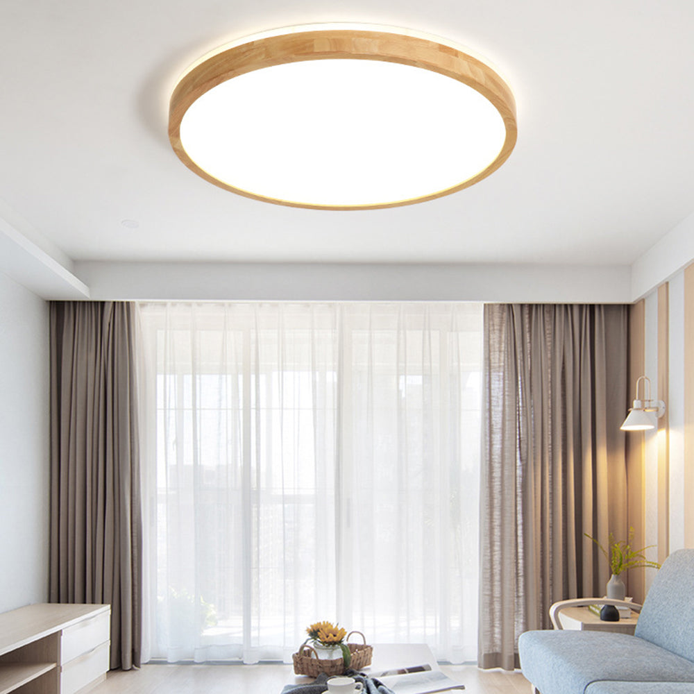 Nordic wood flush mount ceiling light in living room
