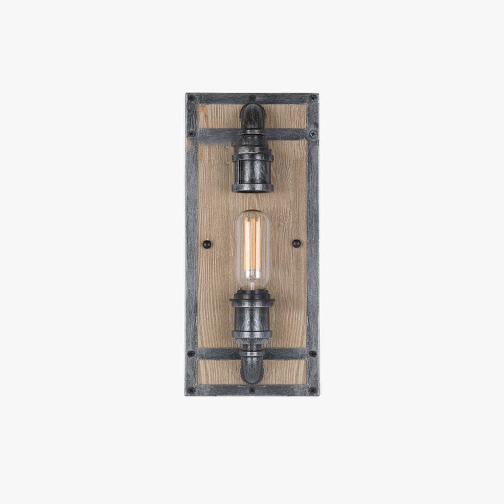 Alessio Wall Lamp Industrial Vintage Square Wooden Metal