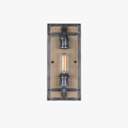 Alessio Wall Lamp Industrial Vintage Square Wooden Metal