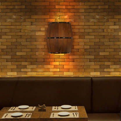 Rustic wooden barrel wall lamp, Alessio dining room lighting