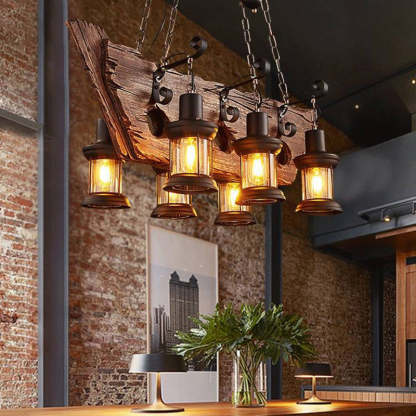 Rustic Austin Chandelier with oil lamp style bulbs