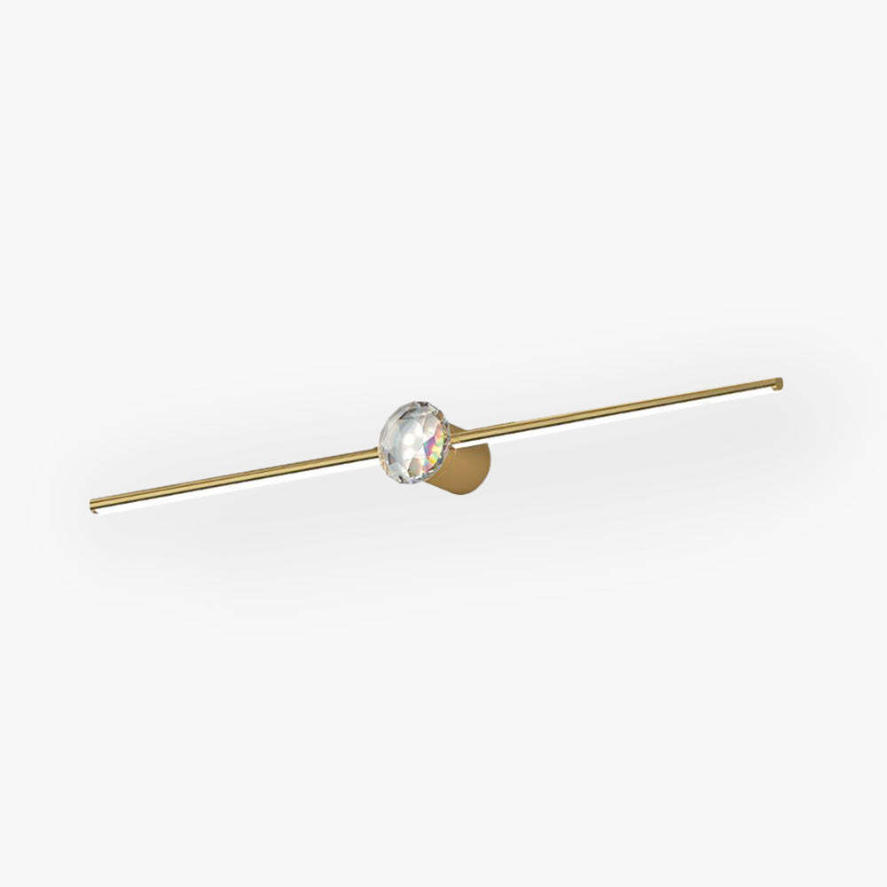 Kristy Minimalist Linear Metal/Crystal Mirror Front Vanity Wall Lamp, Gold