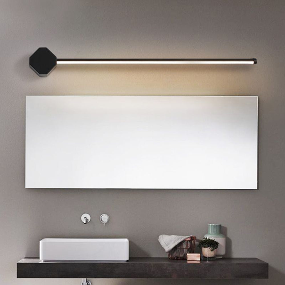Edge Minimalist Square Linear Metal/Acrylic Wall Lamp, Black/White