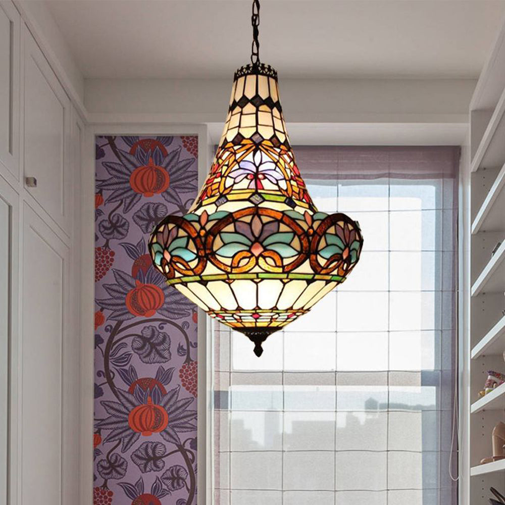 Eryn Vintage Vase Stained Glass Colorful Pendant Light, Kitchen Island