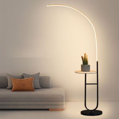 Edge Floor Lamp Bedside Table Modern, Marble/Acrylic, Black, Bedroom