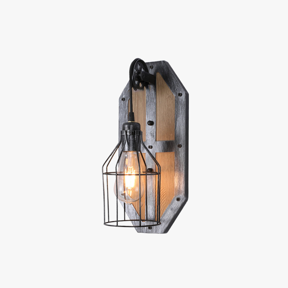 Vintage bird cage wall lamp