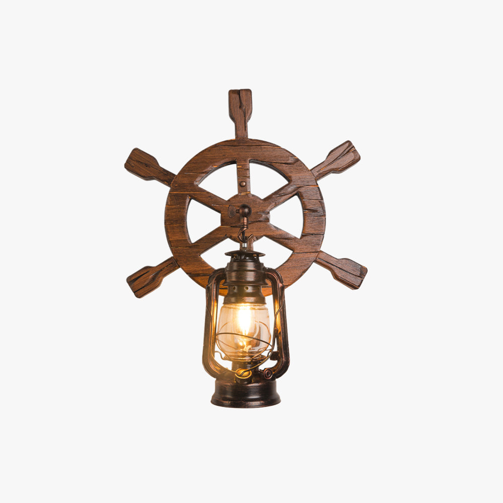 Austin Wall Lamp Retro Rudder Lantern Wooden Bedroom