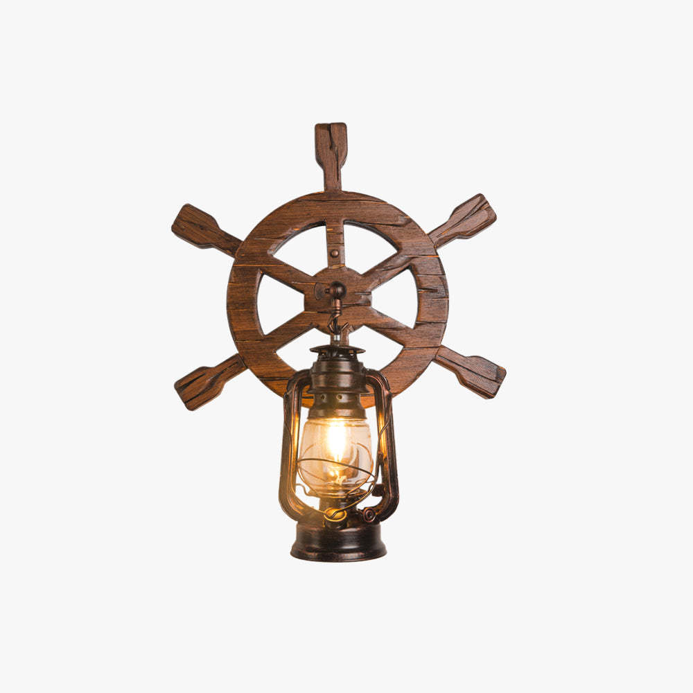 Austin Wall Lamp Retro Rudder Lantern Wooden Bedroom