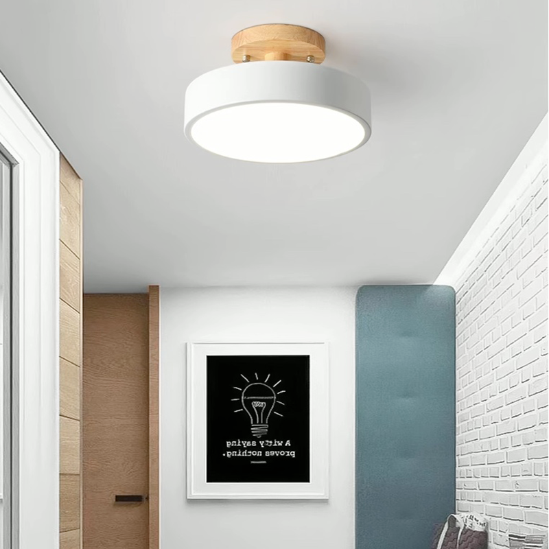 Quinn Round LED Flush Mount Ceiling Light Modern Wood/Acrylic