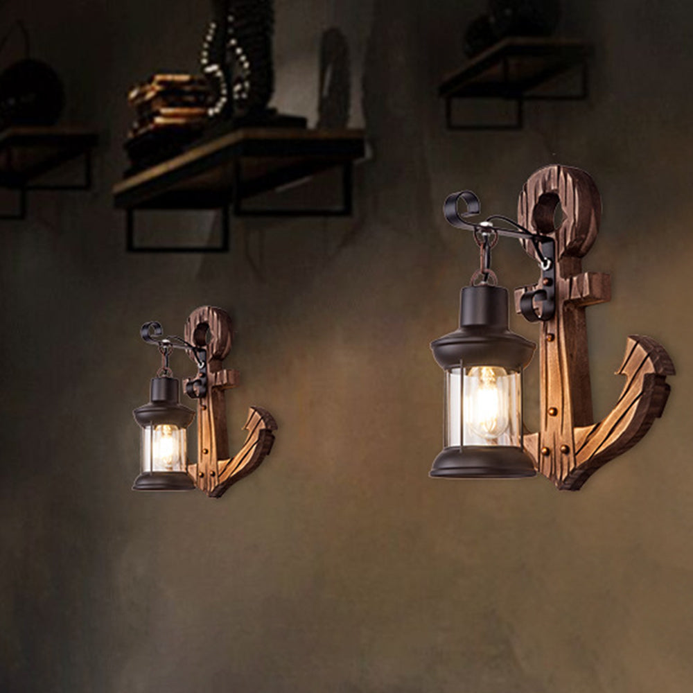 Alessio Anchor Wall Lamp - Vintage Wooden Lighting