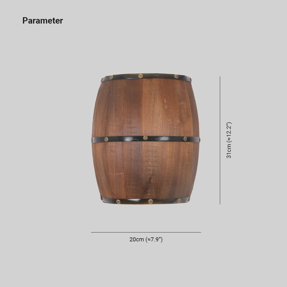 Alessio Barrel Wooden Wall Lamp dimensions